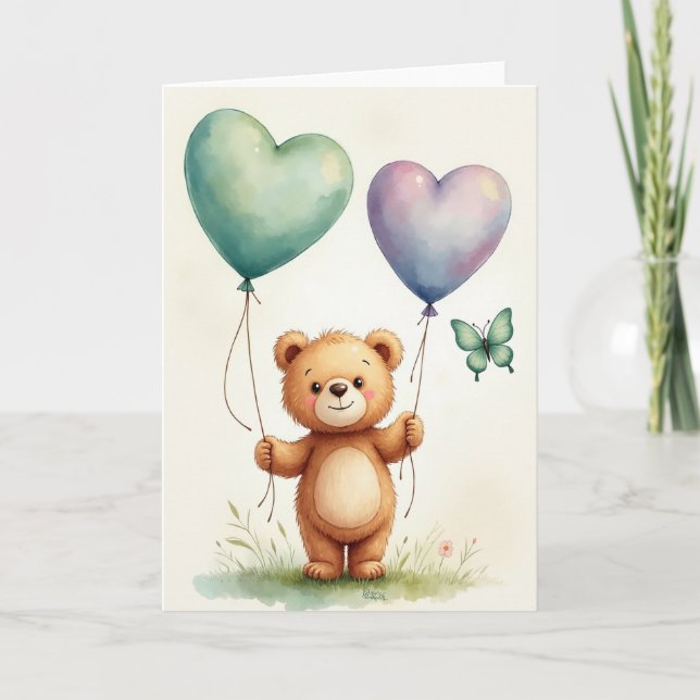 Tarjeta de globo de agua del dulce día del padre (Anverso)