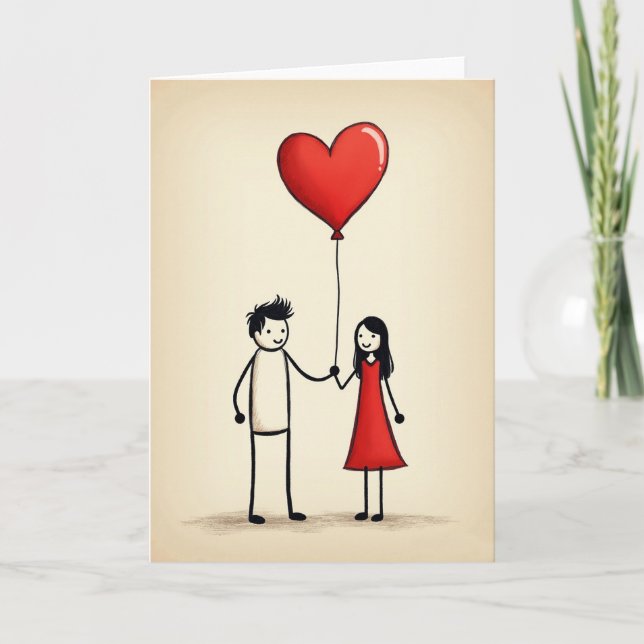 Tarjeta de globo de amor romántico (Anverso)