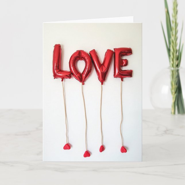 Tarjeta de globo de amor Simple Red (Anverso)