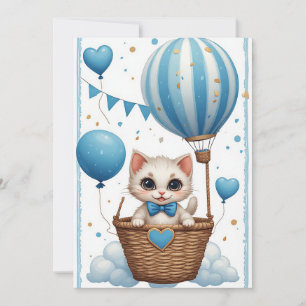 Tarjeta de globo de baby shower de gatito adorable