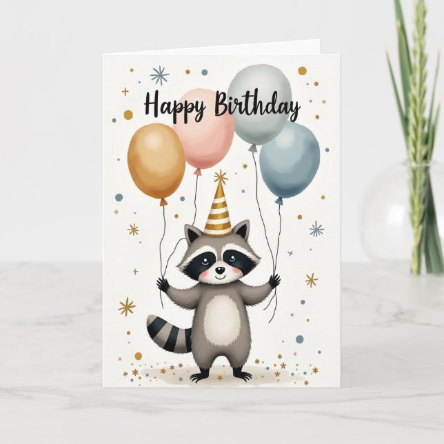 Tarjeta de globo de bosque festivo (Anverso)