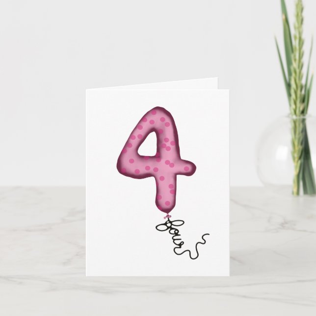 Tarjeta de globo de cuarto cumpleaños (Anverso)