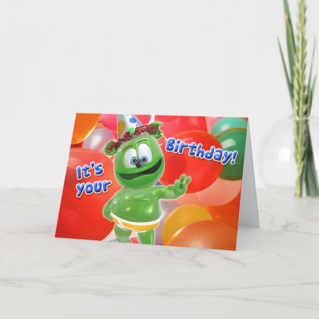 Tarjeta de globo de cumpleaños Gummibär (Anverso)