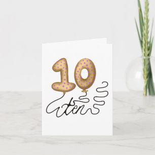 Tarjeta de globo de décimo cumpleaños