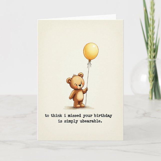 Tarjeta de globo de oso dulce (Anverso)
