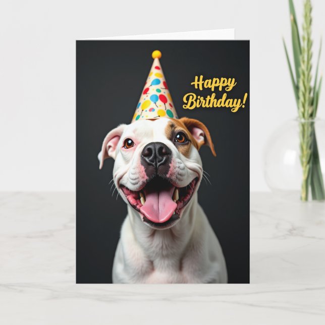 Tarjeta de globo de perro alegre (Anverso)