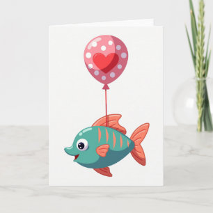 Tarjeta de globo de pez feliz