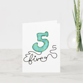 Tarjeta de globo de quinto cumpleaños