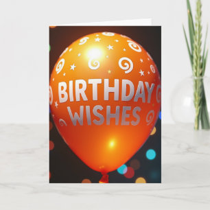 Tarjeta de globo naranja brillante