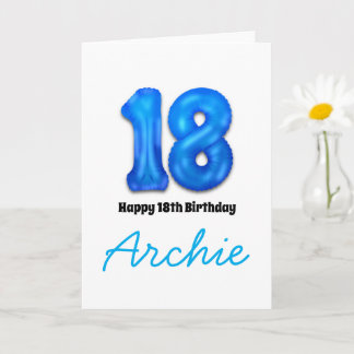 Tarjeta de globo numerado de cumpleaños 18 persona