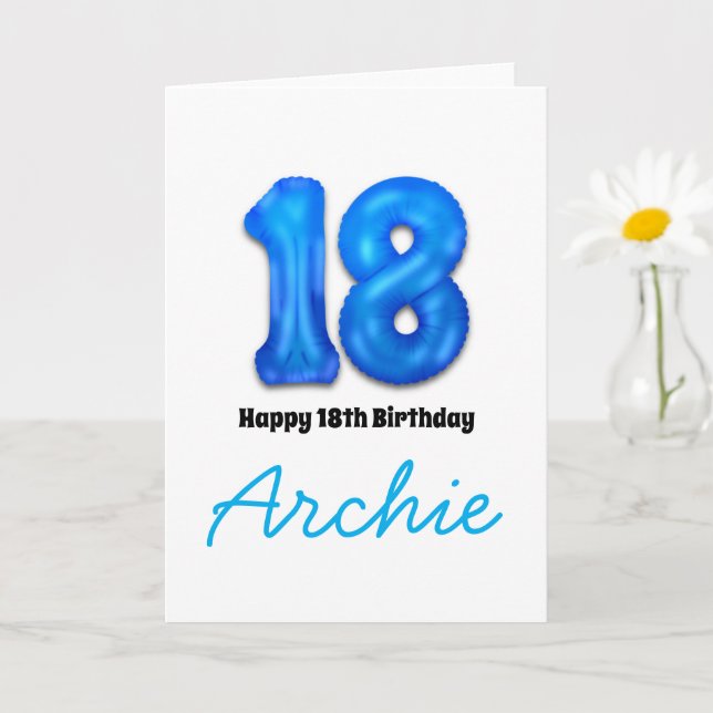 Tarjeta de globo numerado de cumpleaños 18 persona (Planta pequeña)
