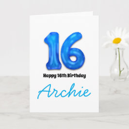 Tarjeta de globo numerado de cumpleaños personaliz