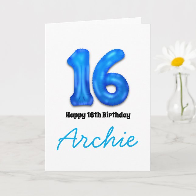 Tarjeta de globo numerado de cumpleaños personaliz (Planta pequeña)