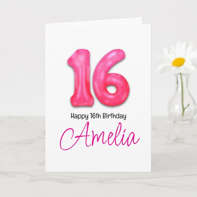 Tarjeta de globo numerado de cumpleaños personaliz (Planta pequeña)