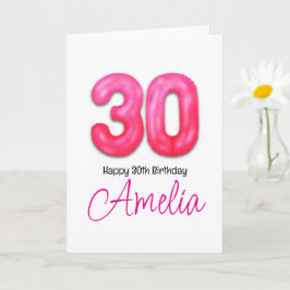 Tarjeta de globo numerado para cumpleaños 30 perso