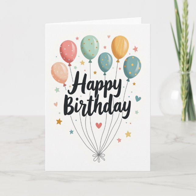 Tarjeta de globo pastel con patrón (Anverso)