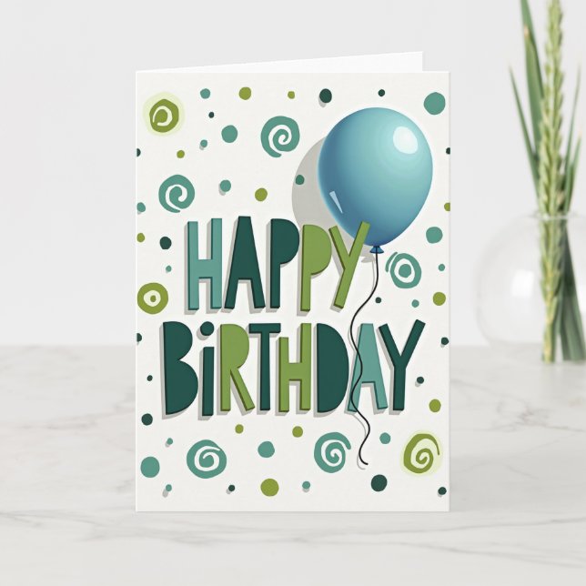 Tarjeta de globo verde alegre (Anverso)