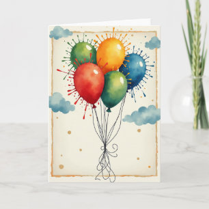 Tarjeta de globos ascendentes vibrantes