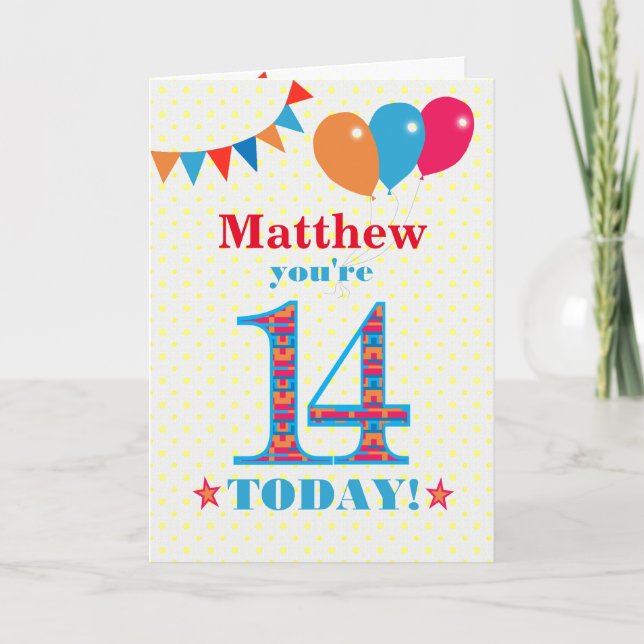 Tarjeta de globos de Bunting Balloons con nombre p (Anverso)