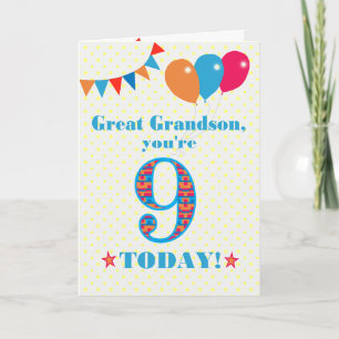 Tarjeta de globos de Bunting Balloons para el nove