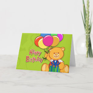 tarjeta de globos de color de oso de peluche lindo