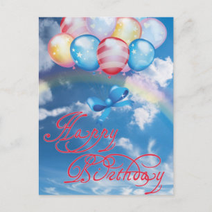 Tarjeta de globos de colores feliz cumpleaños