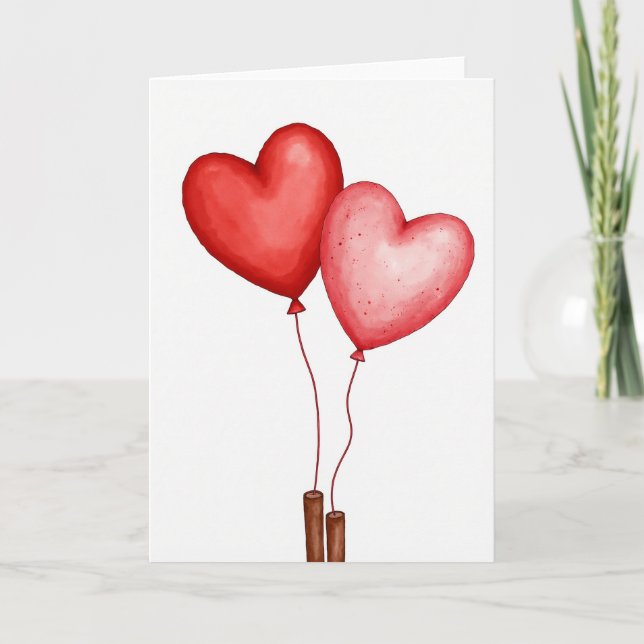Tarjeta de globos de corazón del día de San Valent (Anverso)