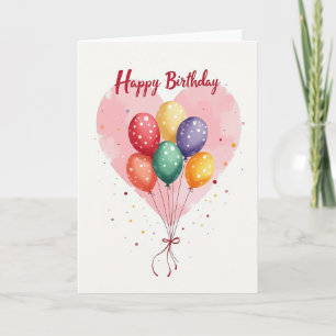 Tarjeta de globos de corazón vibrante