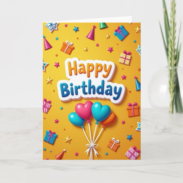 Tarjeta de globos de cumpleaños alegres (Anverso)