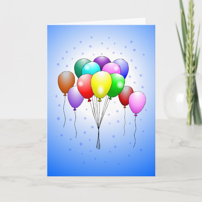 Tarjeta de globos de cumpleaños bonitos y colorido (Anverso)