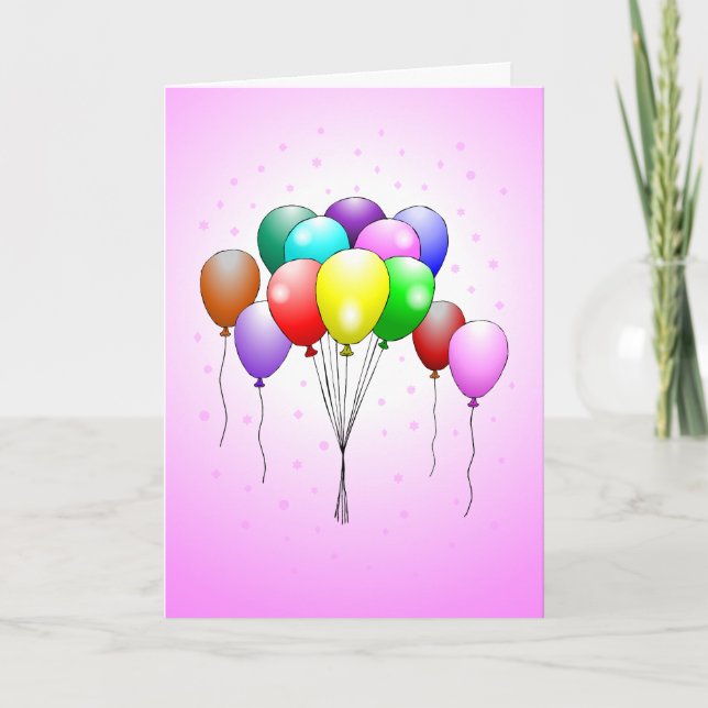 Tarjeta de globos de cumpleaños bonitos y colorido (Anverso)