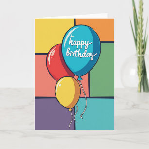 Tarjeta de globos de cumpleaños de Pop Art