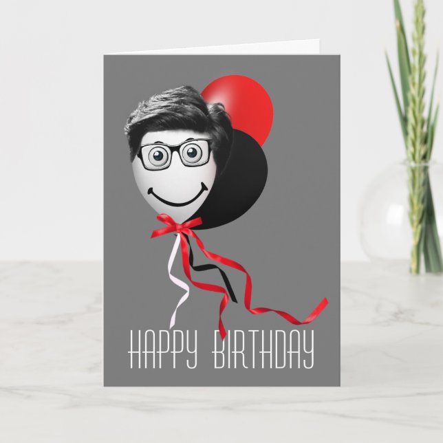 Tarjeta de globos de cumpleaños del hombre (Anverso)