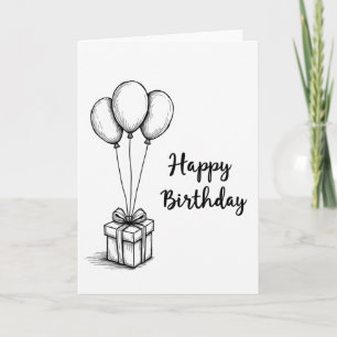 Tarjeta de globos de cumpleaños dibujados