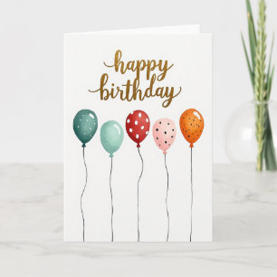 Tarjeta de globos de cumpleaños en color turquesa