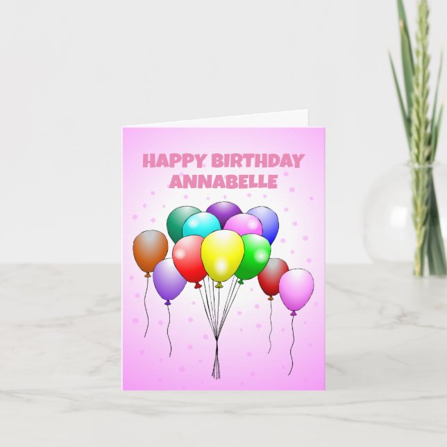 Tarjeta de globos de cumpleaños felices (Anverso)