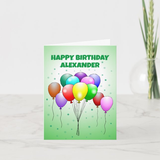 Tarjeta de globos de cumpleaños felices (Anverso)