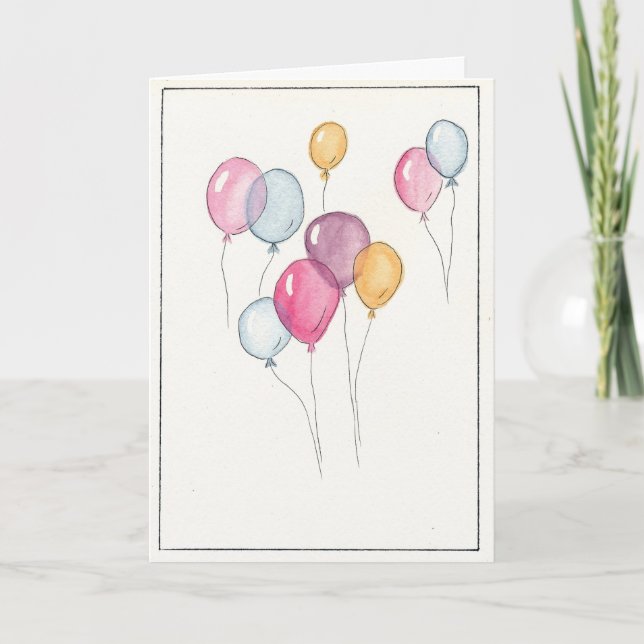 Tarjeta de globos de cumpleaños feliz - Ideal para (Anverso)