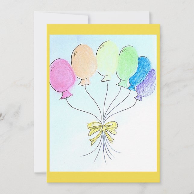 Tarjeta de globos de cumpleaños para celebraciones (Anverso)