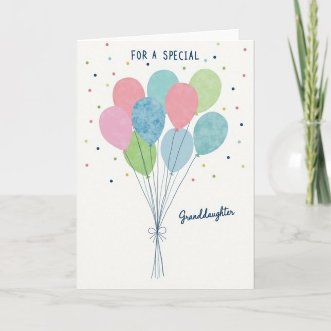 Tarjeta de globos de cumpleaños para nieta (Anverso)