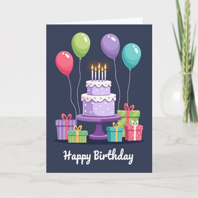 Tarjeta de globos de pastel alegre (Anverso)