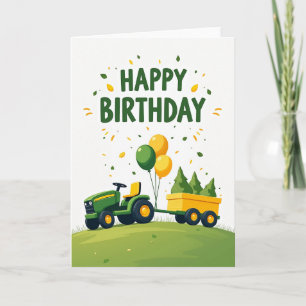 Tarjeta de globos de tractor de celebración