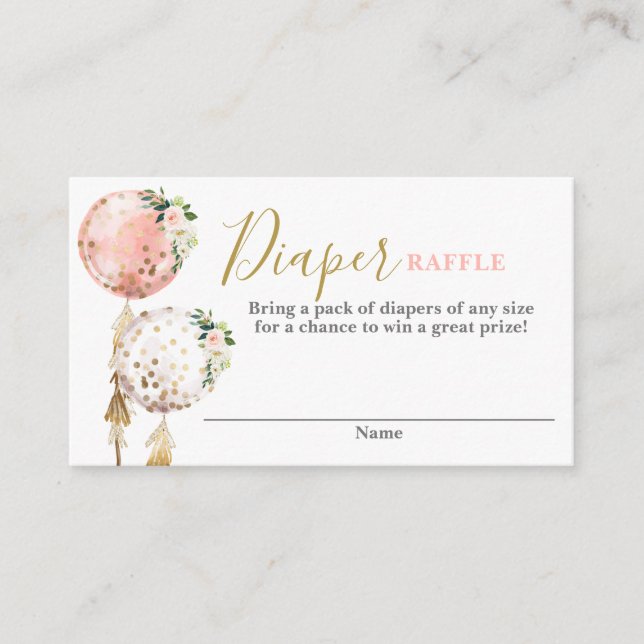 Tarjeta de globos Diaper Raffle (Anverso)
