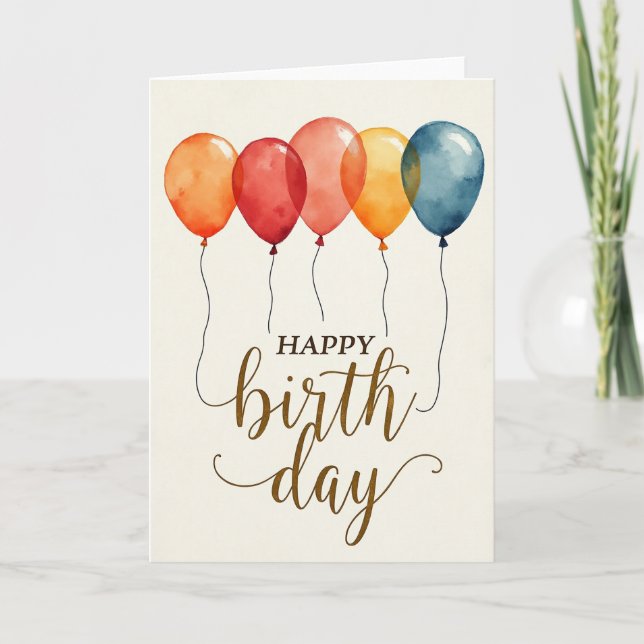 Tarjeta de globos felices de lunares (Anverso)