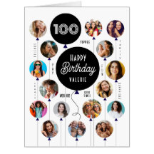 Tarjeta de globos fotográficos de cumpleaños númer