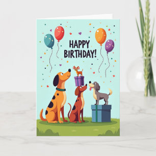 Tarjeta de globos para fiesta canina