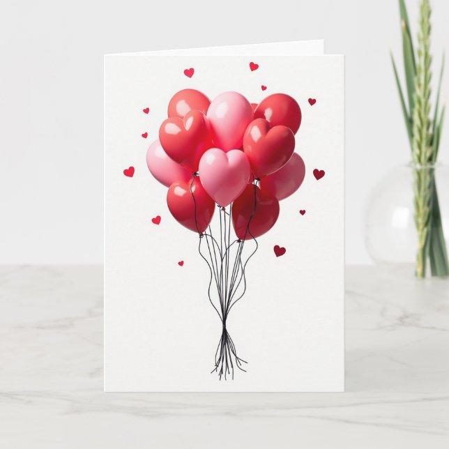 Tarjeta de globos rojos del día de San Valentín (Anverso)