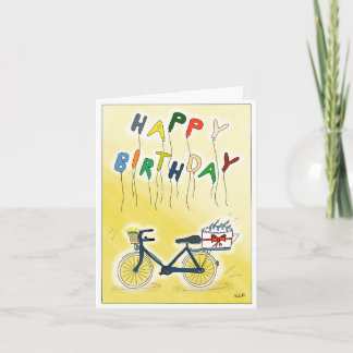 Tarjeta DE Glückwunschkarte Fahrrad mit Ballons