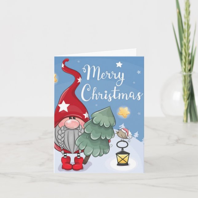 Tarjeta de Gnomo de Navidad - Feliz Año de Gnomo (Anverso)