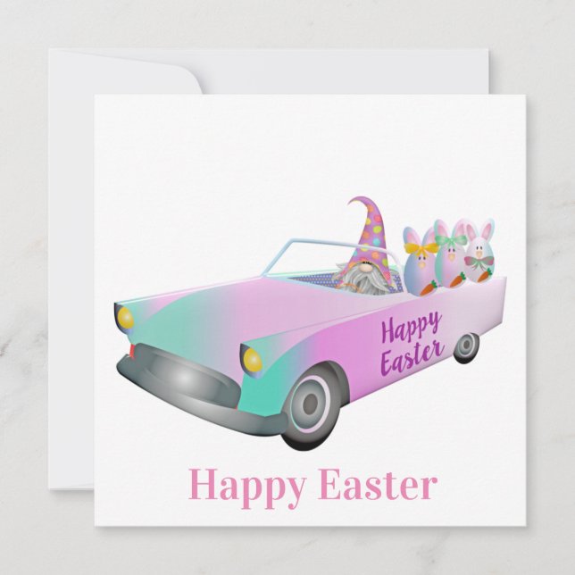 Tarjeta de gnomo de Pascua feliz (Anverso)